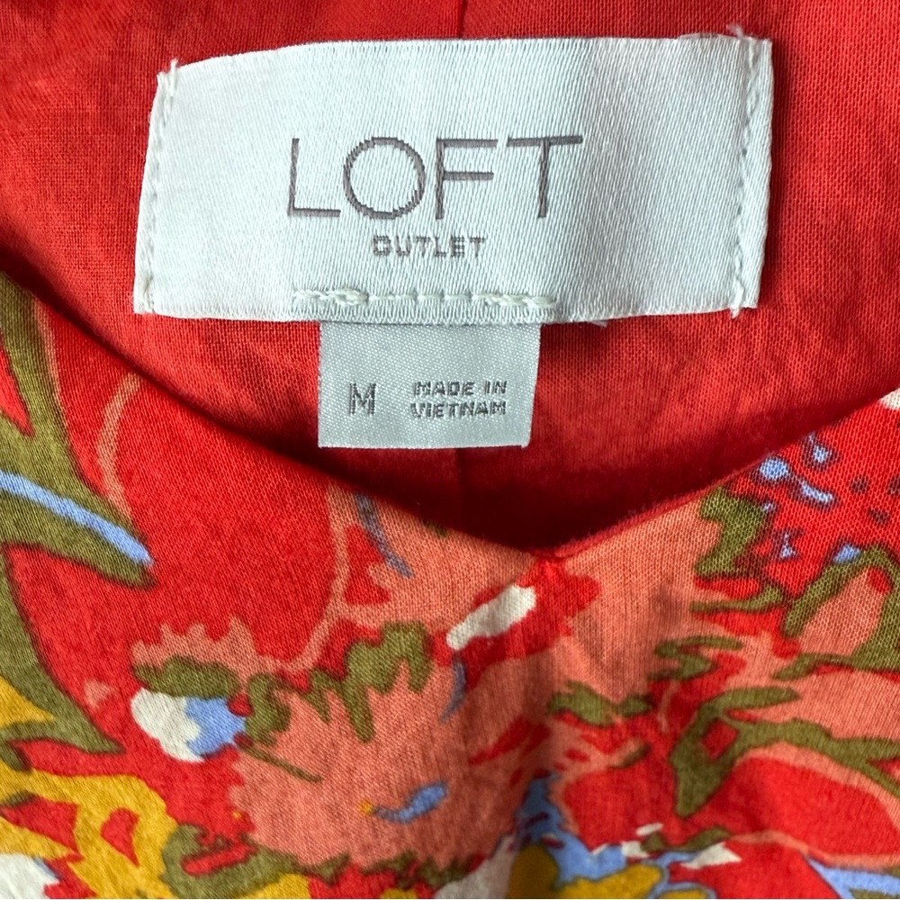 Loft Red Floral Mini Dress-Adjustable Straps-Lined-Women’s Size Medium EUC - Picture 3 of 13